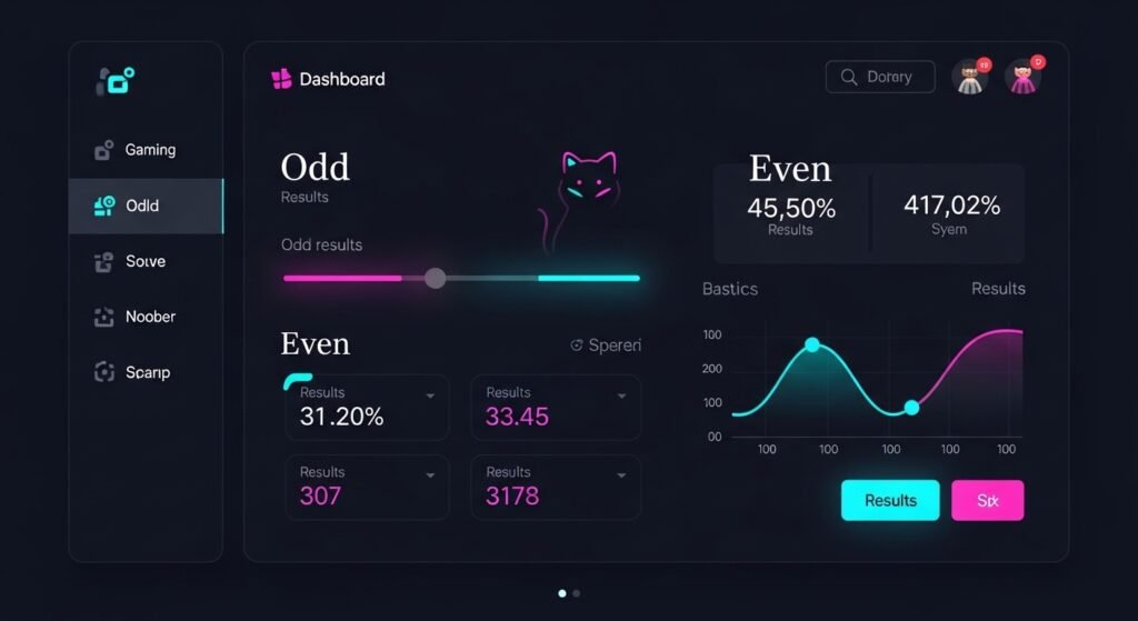 MGM홀짝 게임의 결과 통계와 배팅 구간을 보여주는 현대적인 인터페이스 디자인