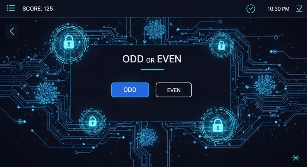 세련된 대시보드 형태의 디지털 게임 인터페이스와 블록체인 보안 그래프